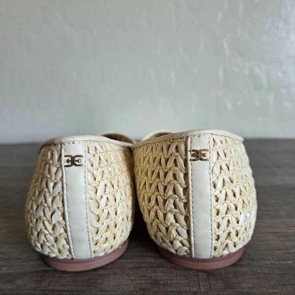 Sam Edelman Wanda Woven Raffia Pointed Toe Ballet Flats Ivory/Natural Womens 8.5 - Picture 4 of 12